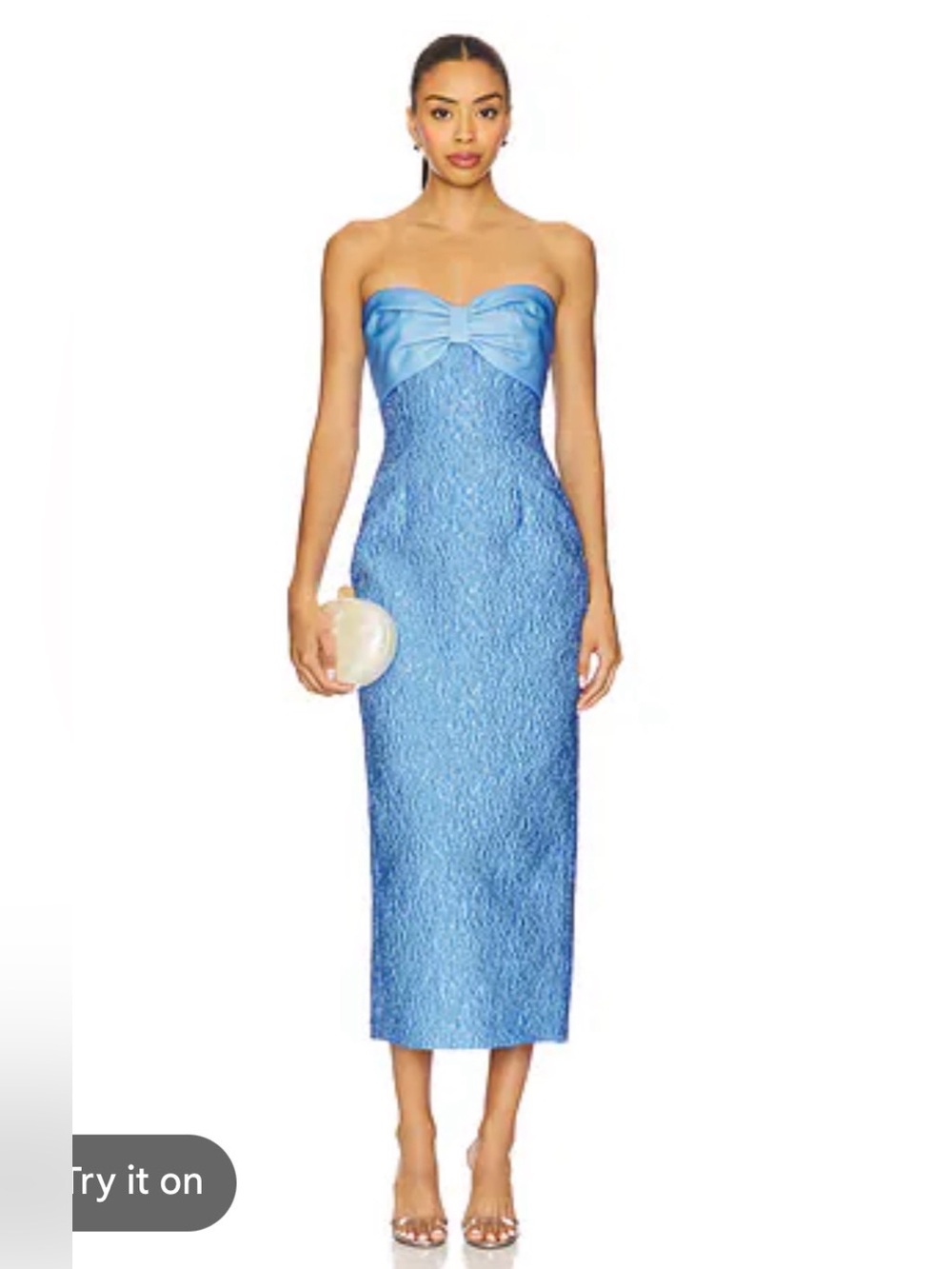 Sau Lee Jackie Jacquard Bow Midi-Dress - Blue